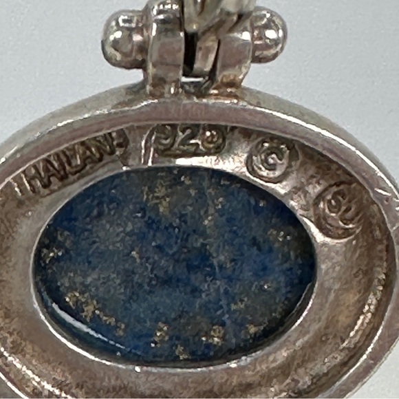 Sterling Silver 925 Lapis Lazuli Earrings Pierced Dangle Signed Natural Blue - Picture 4 of 7